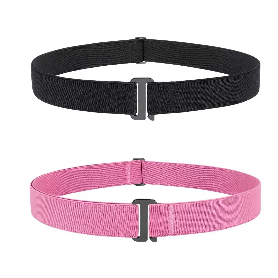 2Packs Women Invisible Elastic  Strap Belt, Buckleless Stretch