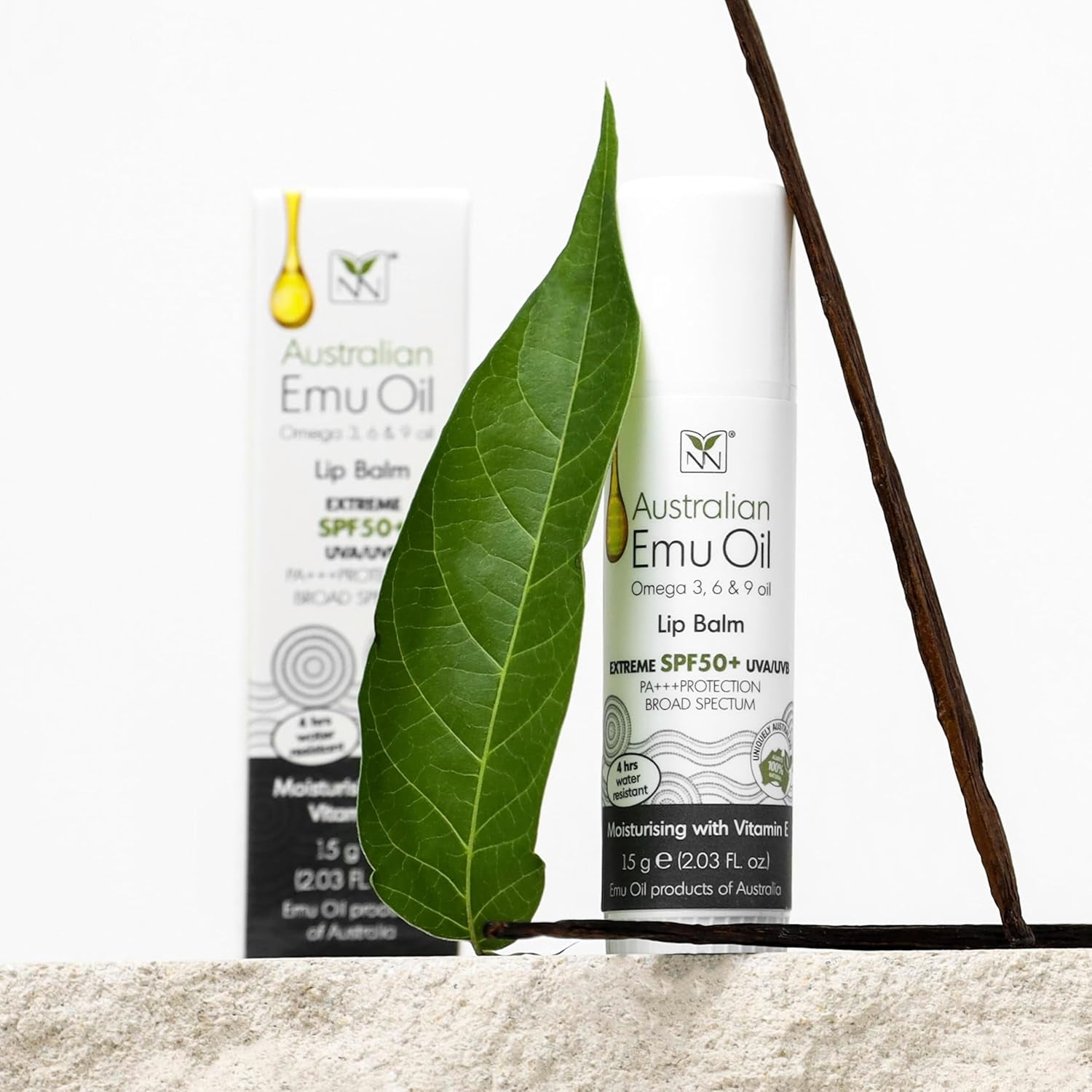 2Packs Y-Not Natural Emu Oil Lip Balm with EXTREME SPF50 Sun Protection 15g Stick 4 Hr Water Resistant Fortified with Moisturizing Vitamin E Amino Acids and Healthy Omega 3, 6 and 9 Fatty Acids