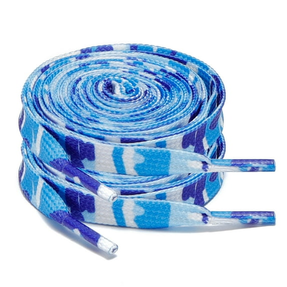 2Pair 24 36 45 63 72 Inch Flat Shoelaces Replacement for Sneakers Blue Leopard