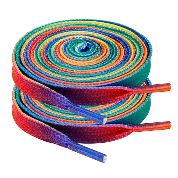 2Pair 24 36 45 63 72 Inch Flat Shoelaces Replacement for Sneakers Boots Rainbow