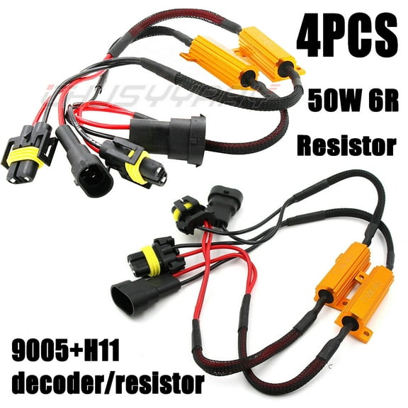 2Pair 9005+H11 Canbus Error Free LED Headlight decoders load resistors bulb out cancellers