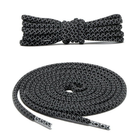 2Pair Black Reflective Shoe laces Replacement for Sneakers Running Shoes Boots