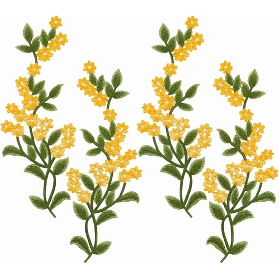 2Pair Computerized Embroidery Cloth Iron on/Sew on Patches Flower Cloth Appliques Gold 350x130x1mm craft