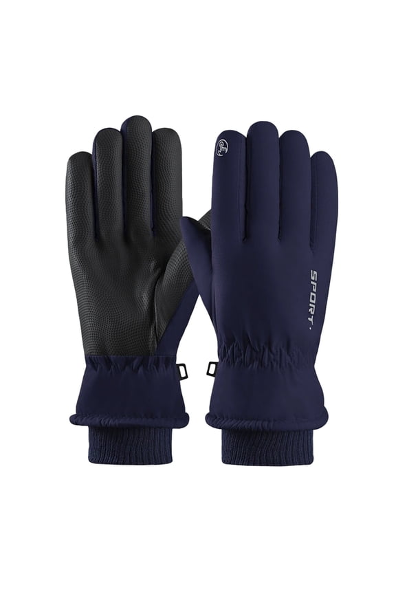 2Pair Mens Gloves for Cold Weather Winter Fashion Fur Skiing Warm Plush Waterproof Upgraded Touch Screen Womens Mittens Blue