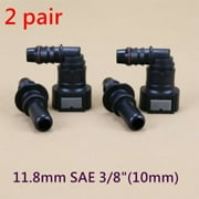 2Pairs 11.8mm SAE 3/8 10mm Elbow 90 Degree Nylon Fuel Line Quick Connect Release Hose