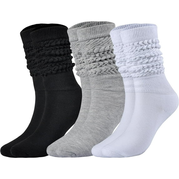 2Pairs/3Pairs Women Slouch Socks Thick Boot Socks Soft Extra Long Knee High Scrunch Socks Size 5-10