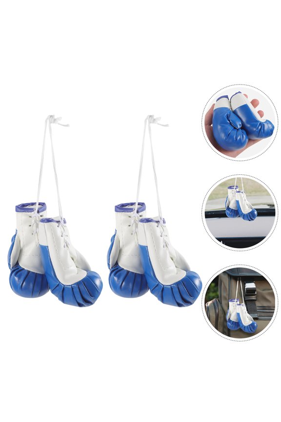 2Pairs Boxing Glove Keychain Pendant Lightweight PVC Ornament for Hanging Decoration