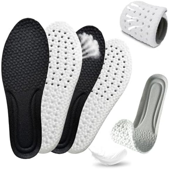 2Pairs Cloud Soles for Men and Women, Shock Absorption Replacement Shoe Inserts, Sports Shoe Insoles, Breathable High Elastic Super Soft Running Insole (Black, Men: US 8-11) Black Men: US 8-11 Black