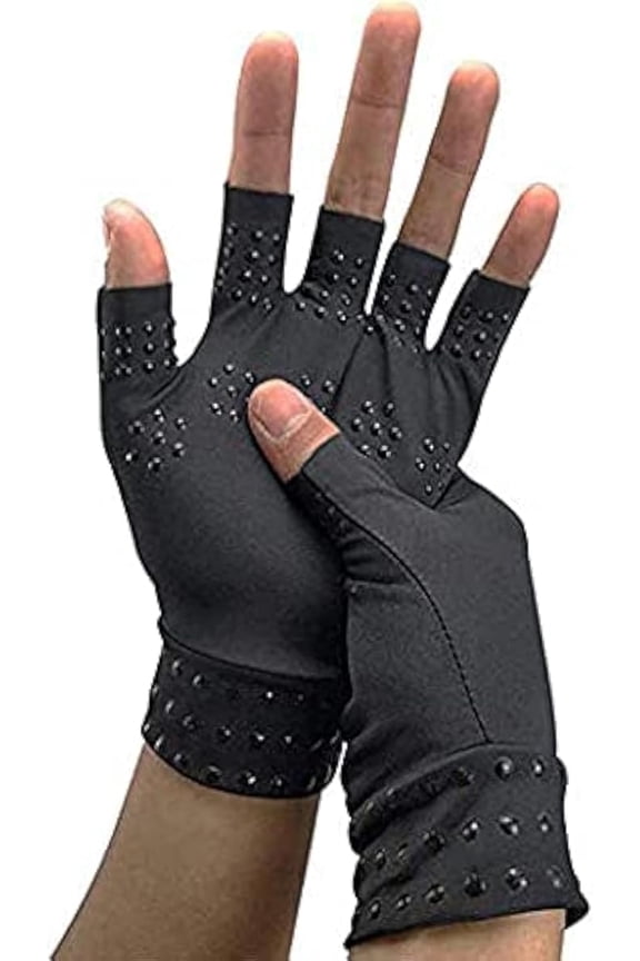 2Pairs Compression Gloves Magnetic Anti-Arthritis Fingerless Gloves Relief Hand Heal Joints Pain