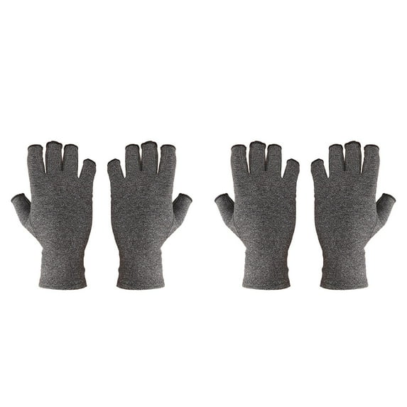 2Pairs Compression Gloves for Men & Women, Fingerless Hand Support Gloves, Bamboo Typing Gloves for Office Computer Work, Gaming Hand Compression Sleeves for Pressure Relief and Comfort