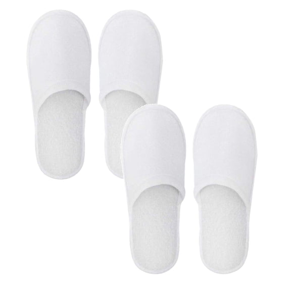 2Pairs Disposable Slippers for Guests,Bulk Slippers For Hotel,Spa,Travel,Shoeless Home,SPA Plush Slipper,Disposable Hotel Bath Slippers,White Non-Slip Washable Slipper Fit Size for Men & Women,White