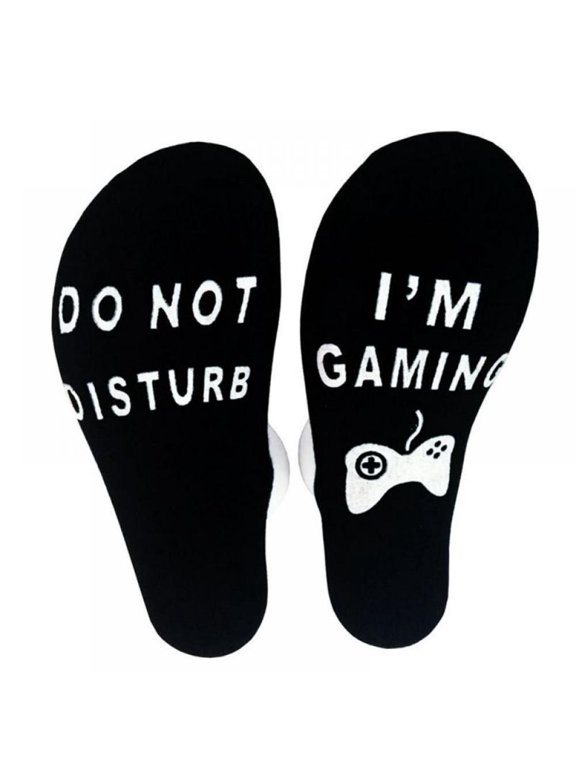 2Pairs Do Not Disturb Gaming Socks, Funny Cotton Novelty Gamer Socks for Kid Teen Boys Mens Womens Game Lovers