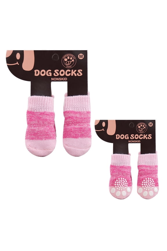 2Pairs Dog Socks Anti-Slip Dogs Socks Paw Protector with Cartoon Pattern for Outdoor Knitted Cartoon Socks for Puppy