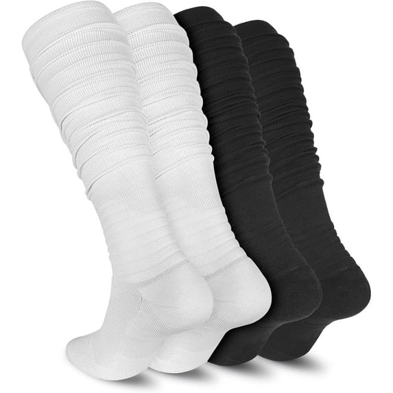 2Pairs Football Socks, Extra Long Padded Athletic Socks for Men Women