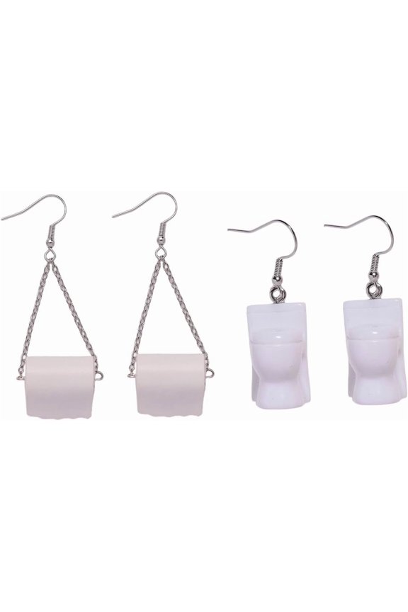 2Pairs Funny Toilet Paper Closestool Dangle Earrings Creative Cute Simulated Earrings, Style I3489