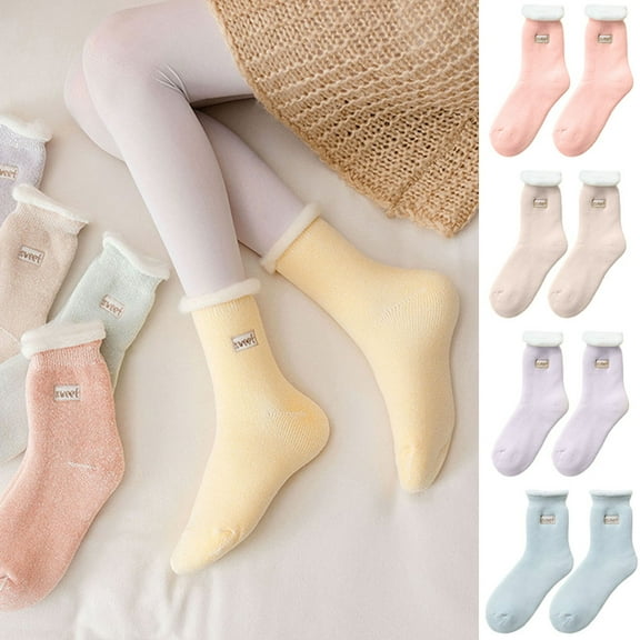 2Pairs Fuzzy Socks for Women House Socks Indoor Winter Warm Furry Socks Athletic Socks