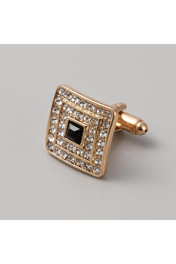 2Pairs Golden Alloy Rhinestone Cufflinks Cufflinks 18x18x20mm Square Cuff Links with Rhinestone Classical Cuff Links for Men Tuxedo Shirt Business or Formal Attend Accessories