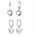 thumbnail image 1 of 2Pairs Heart Dangle Earrings for Women, 14K Gold Plated Huggie Hoop Hypoallergenic 12mm Charm, Gift Ready Jewelry or Valentine’s & Birthday, 1 of 5