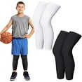 thumbnail image 1 of 2Pairs Kids Long Compression Leg Sleeve Full Length UV Protection for Boy Girl Youth Cycling Basketball Sports, 1 of 7