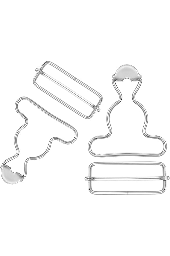2Pairs Metal Overall Buckles Replacement No Sew Suspender Clips Adjustable