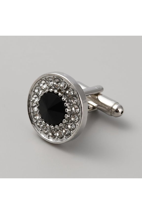 2Pairs Platinum Alloy Micro Pave Cubic Zirconia Cufflinks Cufflinks 18x21mm Flat Round Cuff Links with Rhinestone for DIY handcrafting