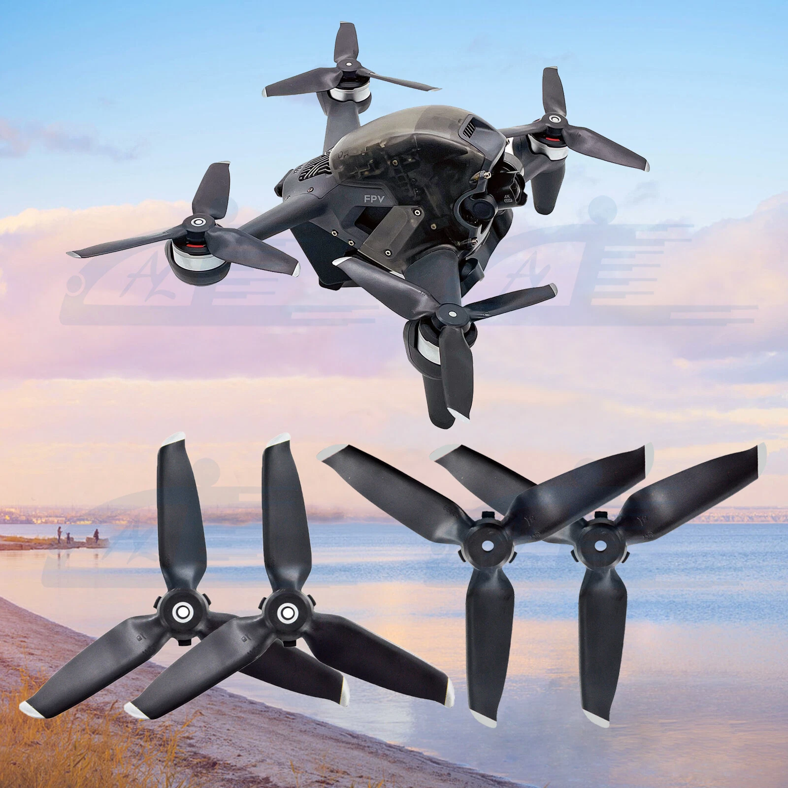 2Pairs Propellers Blade For Dji Fpv Drone Accessories Quiet Quick Release Silver