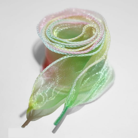 2Pairs Satin Ribbon Shoe Laces: 1.57" Wide Color Wave Snow Yarn Shoelaces for Women - 51 inch / 130CM