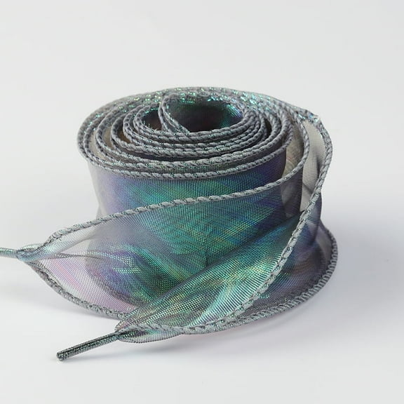 2Pairs Satin Ribbon Shoe Laces: 1.57"  Wide Colorful Snow Yarn Shoelaces for Women - 47 inch / 120CM