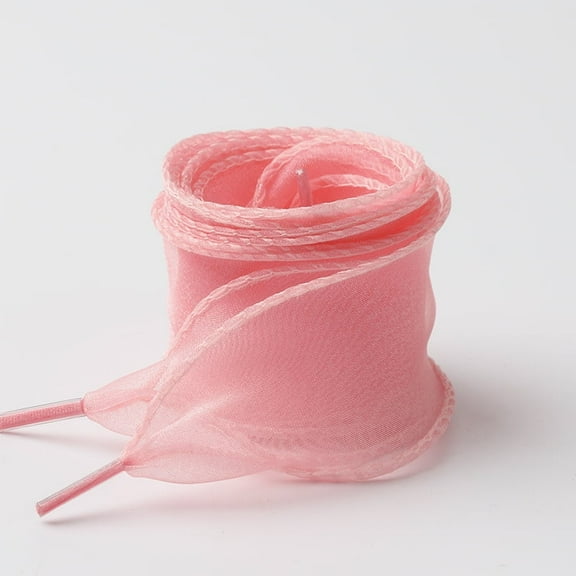 2Pairs Satin Ribbon Shoe Laces: 1.57"  Wide Solid Color Wave Snow Yarn Shoelaces for Women - 47 inch / 120CM