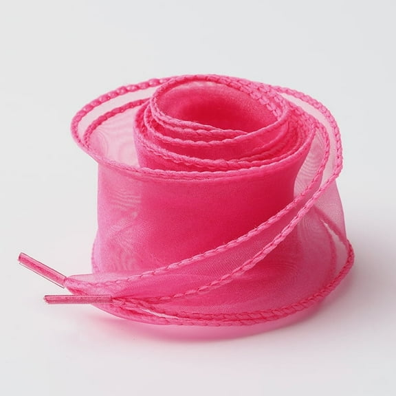 2Pairs Satin Ribbon Shoe Laces: 1.57" Wide Solid Color Wave Snow Yarn Shoelaces for Women - 47 inch / 120CM