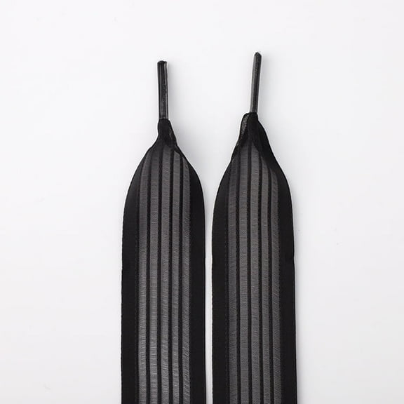 2Pairs Satin Ribbon Shoe Laces: 1" Wide Colorful Stripe Snow Yarn Shoelaces for Women - 47 inch / 120CM