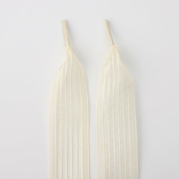 2Pairs Satin Ribbon Shoe Laces: 1" Wide Colorful Stripe Snow Yarn Shoelaces for Women - 47 inch / 120CM