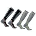 thumbnail image 1 of 2Pairs Ski Socks Merino Wool Thermal Knee High Winter Snowboard Sport Socks Men Women - Black+Gray, 1 of 5