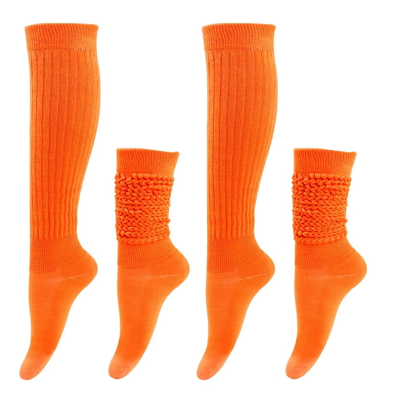 2Pairs Slouch Socks Women, Girls Scrunch Socks(One Size,Orange