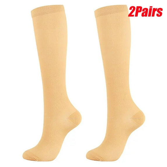2Pairs Compression Socks for Women & Men 15-20 mmHg Support for Nurses Running Hiking