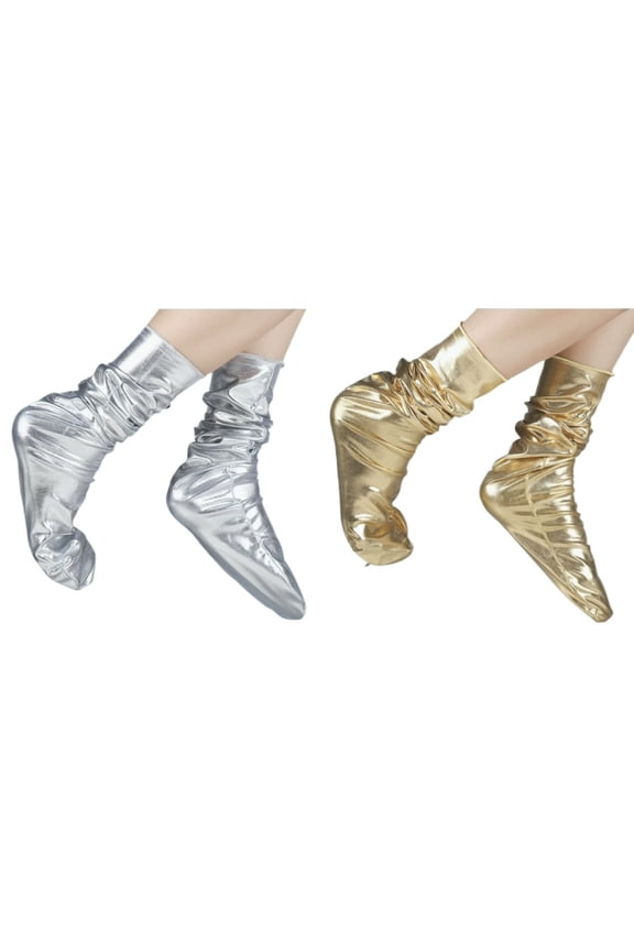 2Pairs SocksGold and Silver - Reflective Socks for Nightlife and Y2K Fashion