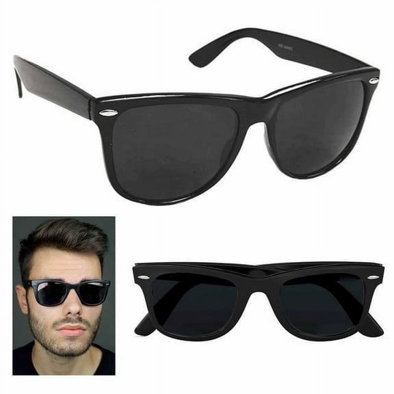 2Pairs Sunglasses Womens, Super Dark Black Round UV Protection Sunglasses, 80s Vintage Retro Inspired Shades for Unisex, Black