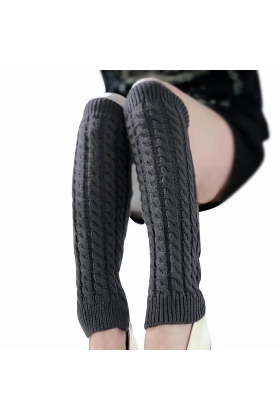 2Pairs Womens Winter Leg Warmers Knitted Crochet Cable Long Socks, Soft Wool Blend Warmers for Cold Weather, Fashion Accessory for Skirts, Boots & Daily Wear(White+Black