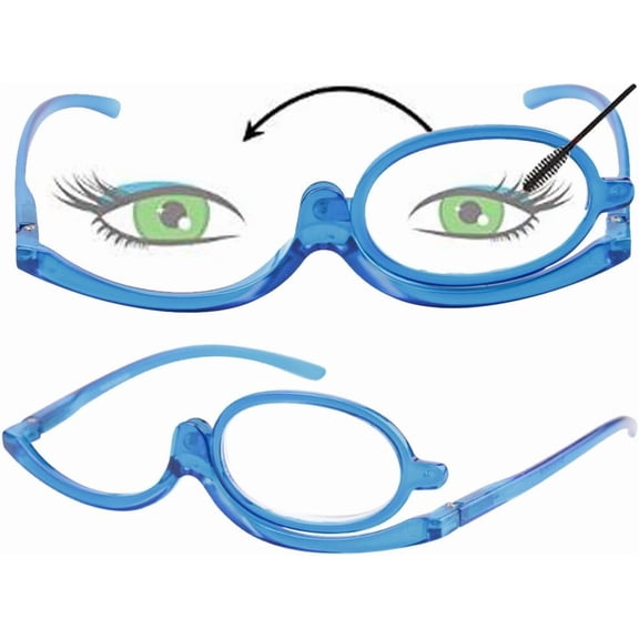 2Pairs Womens Magnifying Eye Make Up Spectacles Flip Down Lens Folding Cosmetic Reading Glasses