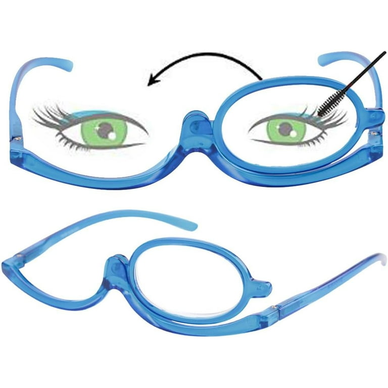 2Pairs Womens Magnifying Eye Make Up Spectacles Flip Down Lens Folding Cosmetic Reading Glasses