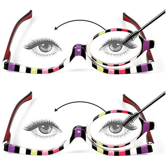 2Pairs Womens Magnifying Eye Make Up Spectacles Flip Down Lens Folding Cosmetic Reading Glasses