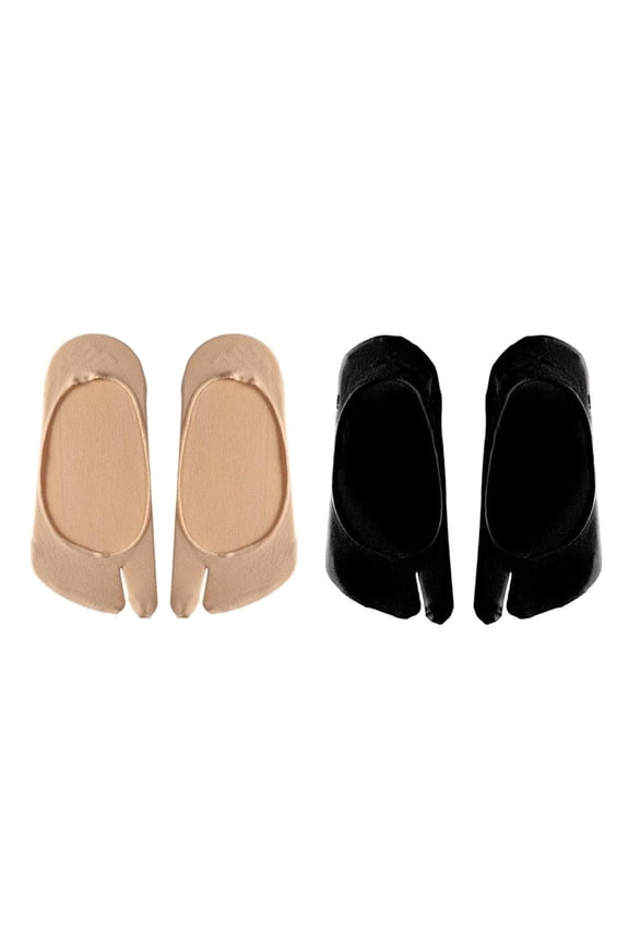 2Pairs Womens Tabi Flop Socks Low Cut 2 Toe Socks Beige
