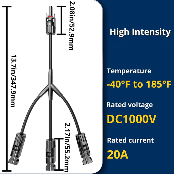2Pairs Y-Style Solar Connector DC 1000V FMMM+MFFF for Parallel Connection Between Solar Panels Solar Cable Junction