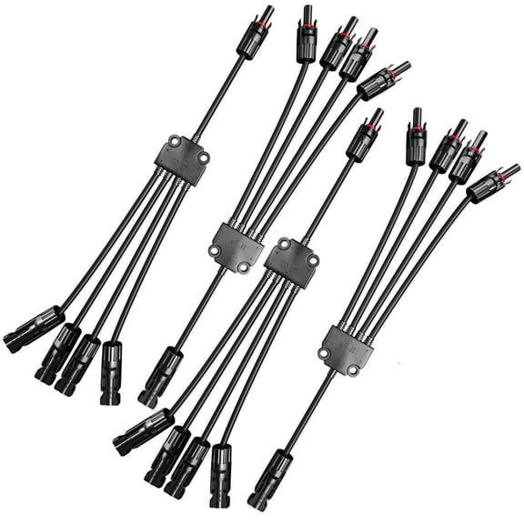 2Pairs Y-Style Solar Connector DC 1000V FMMMM+MFFFF for Parallel Connection Between Solar Panels Solar Cable Junction