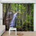 2Panel Eye Protection Green Plant Semiblackout Print Short Curtain