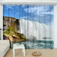 2Panel Tourist Landscape Curtains Green Tree Blue Sea Printed Curtains