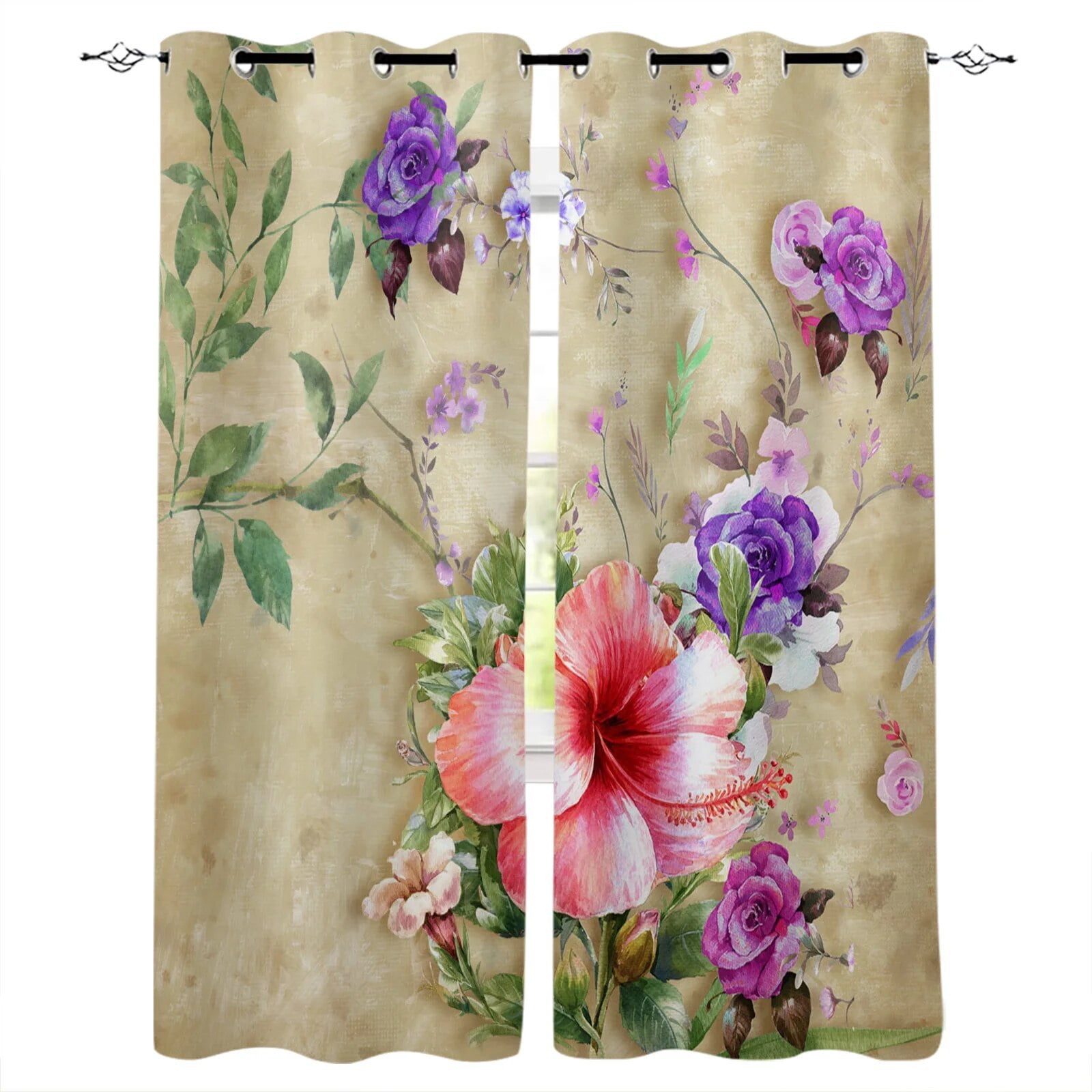 2Panels Almond Flower By Vincent Floral Curtains for Windows Drapes