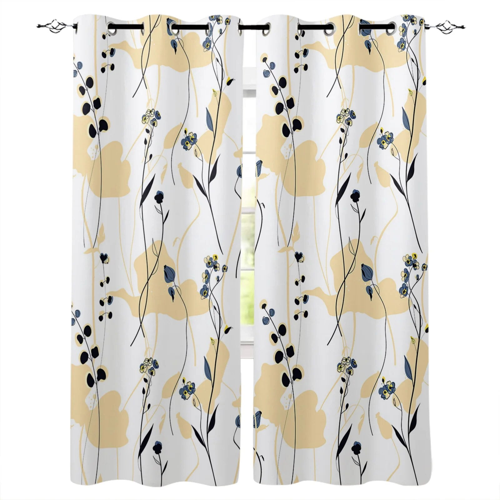 2Panels Almond Flower By Vincent Floral Curtains for Windows Drapes