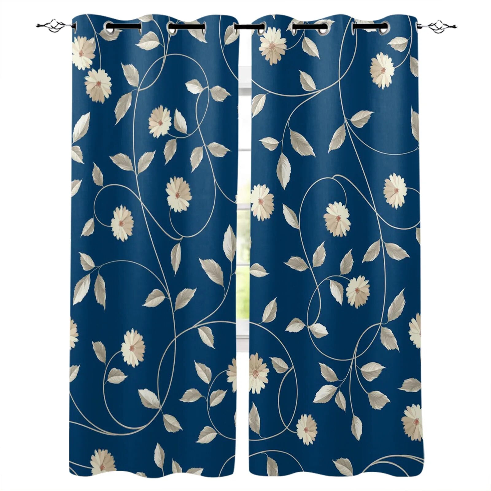 2Panels Almond Flower By Vincent Floral Curtains for Windows Drapes