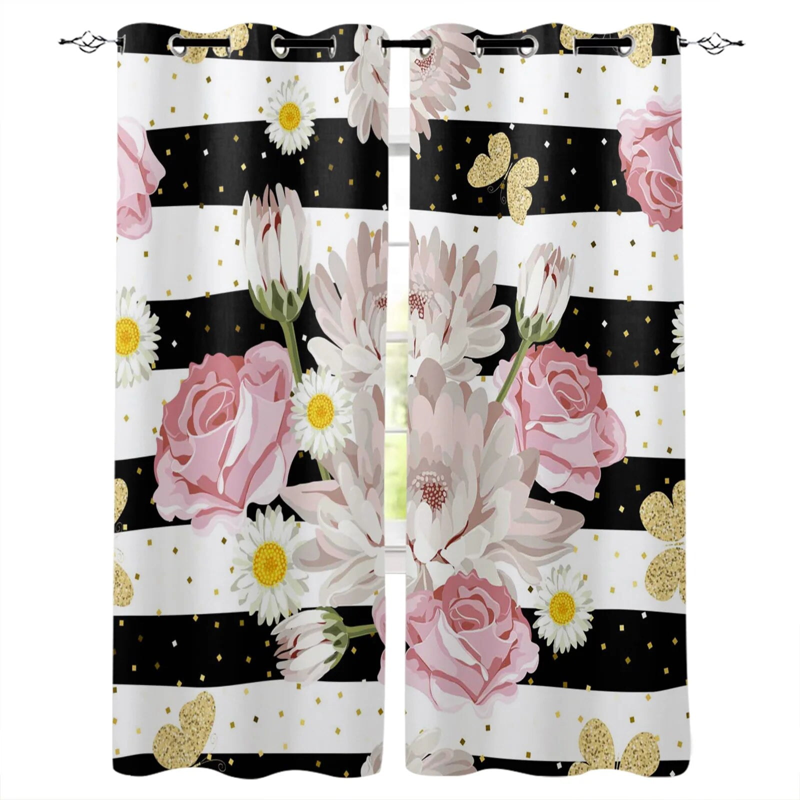 2Panels Almond Flower By Vincent Floral Curtains for Windows Drapes